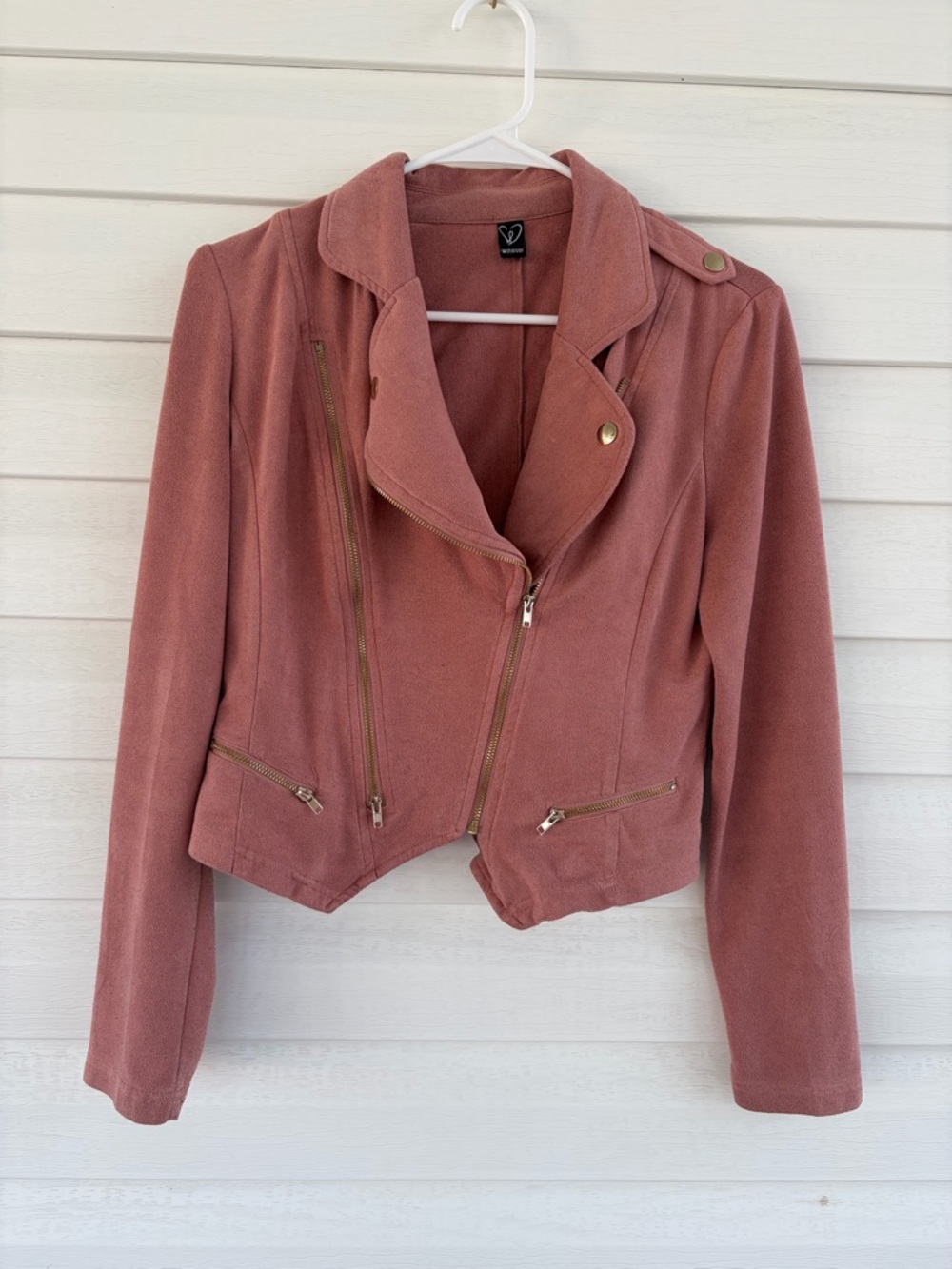 Windsor Pink Jacket Zip Front Collared Cropped Layering Piece